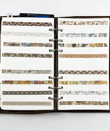 Retro Skinny Washi Tape Set 20 Rolls- Antique Patterns Masking Thin Basic Decorative Tapes for Arts, DIY Crafts, Bullet Journal, Planners, Scrapbook Decor, Gift Wrapping, Junk Journal
