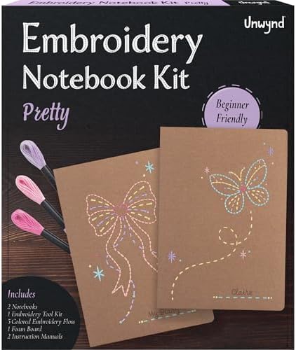 Unwynd Notebook Embroidery Kits Pretty for Adults, Beginners, Cross-Stitch