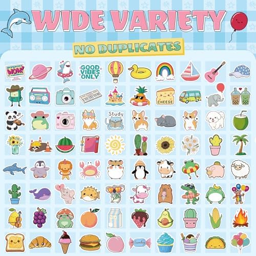 JIXZEN 300 PCS Water Bottle Stickers for Kids,Cute Waterproof Vinyl Laptop Stickers Pack for School Supplies Classroom Teacher Prizes, Fun Gift Sticker Pack for Girls Teens Students