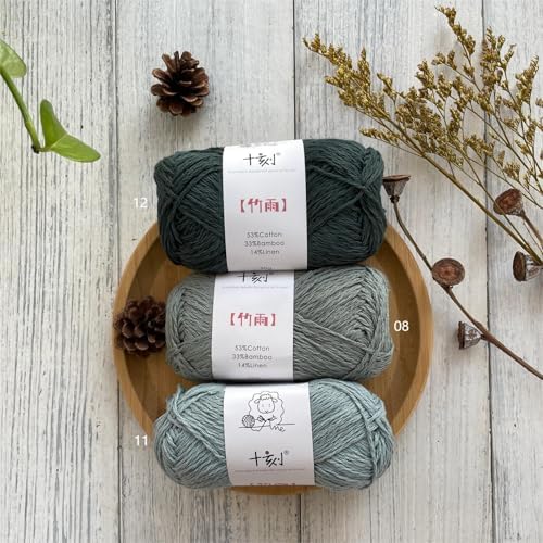 Cotton, Bamboo,Linen Blended Yarn 2 Skeins 50g/1.76oz- 08 Mint Green