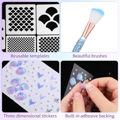 Mermaid Scale Stencil Set, Mermaid Face Makeup Templates