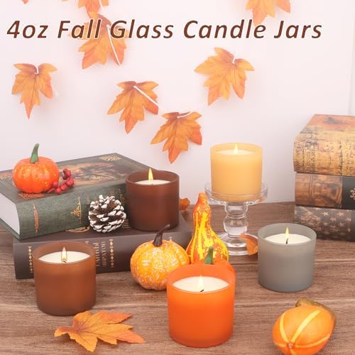 MILIVIXAY 20 Pack 4 OZ Fall Candle Jars with Lids and Candle Making Kits - Bulk Small Empty Candle Jars for Making Candles - Spice, Powder Containers.