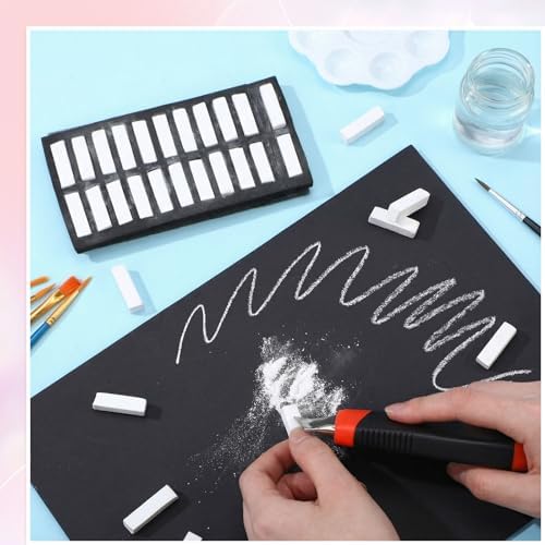 Watersay 24 Pcs Soft Pastel Drawing Chalk Set Square Sketch Chalk Non-toxic Artist Pastel Sticks for Professional Artists and Art Lovers(30 x 8 x 8 mm,White Color)
