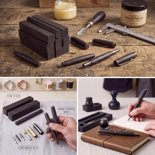Qilery 10 Pcs Exotic Wood Pen Blanks Turning Supplies DIY Crafts Hardwood Pen Blanks Turning Kit, 5 x 3/4 x 3/4 Inch (Gaboon Ebony)