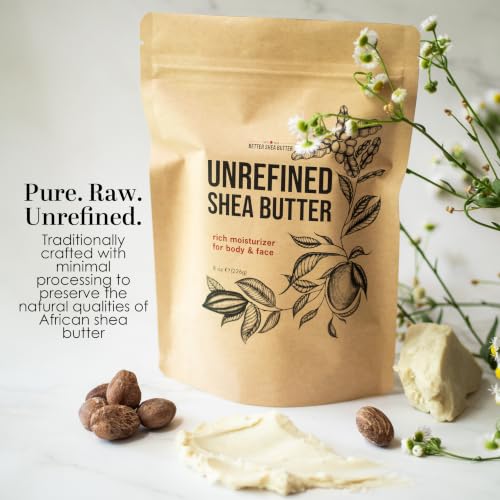 Raw Shea Butter – 100% Pure Unrefined African Shea Butter | Deep Moisturizer for Dry Skin, Hair and Scalp | DIY Body Butter, Lip Balm and Soap Base | Natural Earthy Aroma 8 oz Block (Pack of 3)