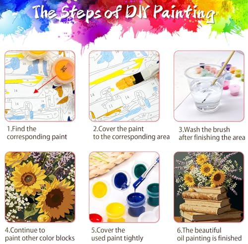 ZTOTZ Paint by Numbers with Flower, Simple Paint- by -Numbers Kits Book