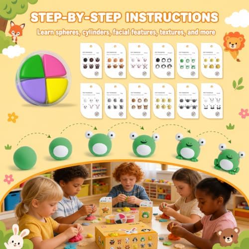 Air Dry Clay Kit -12 Animals Modeling Clay for Kids Arts and Crafts