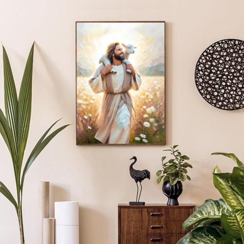 Jesus Paint by Numbers Kit for Adults Framed Canvas 12X16 in, Frameworkless