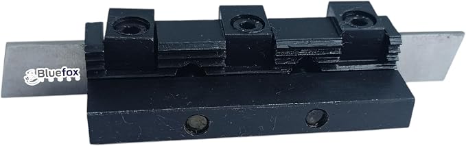 8mm Adjustable Lathe Parting Cut Off Tool Holder with 3/32" x 1/2" x 4" HSS Blade, Heavy Duty Steel, Front & Rear Tool Post Compatible for Mini & Bench Lathes