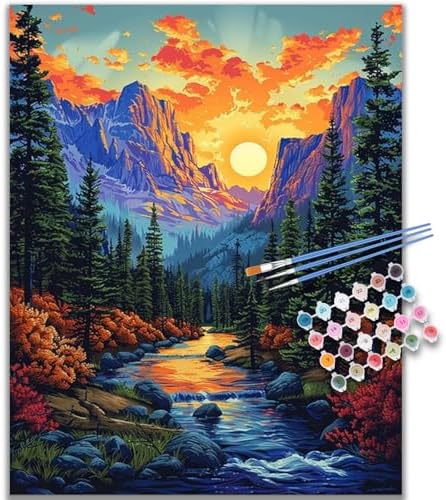 Kalonyth Landscape Paint by Numbers Kit for Adults, 16x20 inch, No Framed