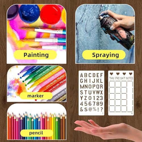 36 Pieces Journal Stencils for Bullet Dot Journaling Notebook Scrapbook, 4 x 7 Inch Planner Stencil DIY Drawing Templates Accessories Supplies Kit for Planners Cards Decorations (Journal)