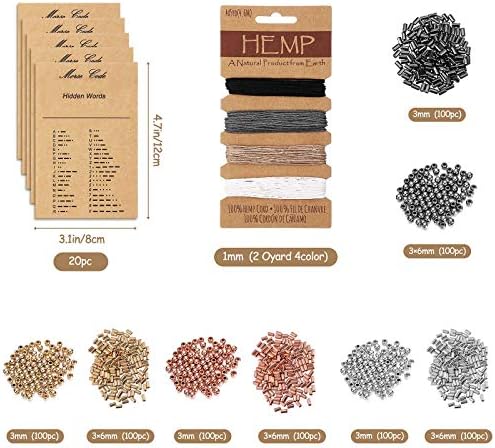 Morse Code Bracelet Kit for Jewelry Making, 1600 Beads 20 Decoding Cards