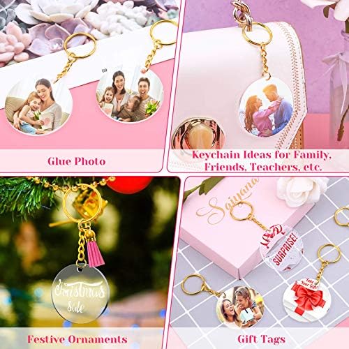 Audab Acrylic Keychain Blanks (108 pcs) - Including Acrylic Ornament Blanks, Gold Key Chain Rings and Jump Rings for DIY Projects