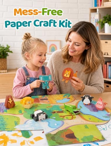 3D Origami Paper Kit for Kids, 8 Types of Animal Puzzle Paper Craft Kit