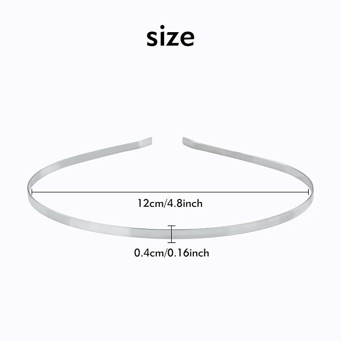 Dizila 30 Pack 0.4cm/0.16" Smooth Plain Blank DIY Craft Silver Thin Metal Headbands Frame Base Wire Hair Bands Accessories for Women Men Girls