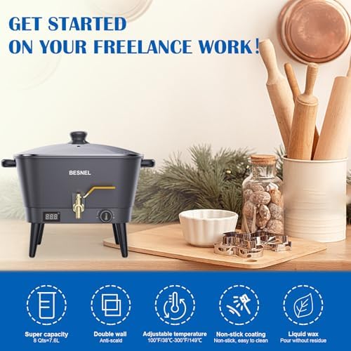 VOISEN Wax Melter for Candle Making,8Qts Candle Wax Melting Pot with Spout