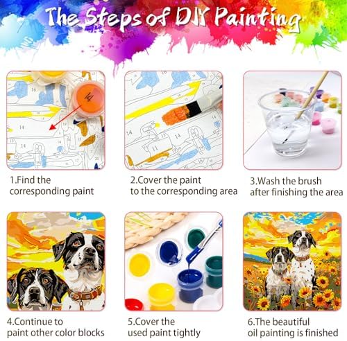 Yunnuo Dog Paint by Numbers Kit for Adults Beginners,Sunflower, 16X20 inch