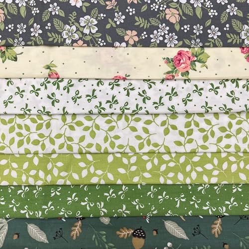 Cotton Fabric DIY Making Supplies Quilting Patchwork Fabric Fat Quarter Bundles DIY for Quilting Cotton Patchwork Cushions (Green Bow, 20" x 20")