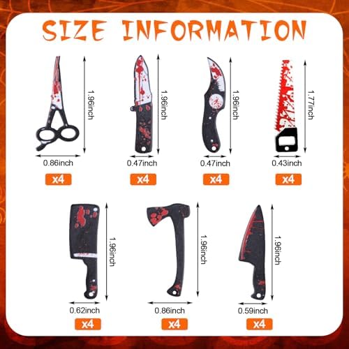 FOIMAS 28pcs Mini Fake Knife Halloween Knife Flatback Charm Knives for Halloween Craft Jewelry Making Supply Home Decoration