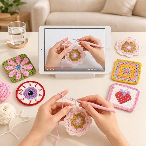 HOUSE CREATIVITY Crochet Kit for Beginners Adults - Complete Set with 20 Colors Yarn, Video Tutorials, Hooks | Learn to Crochet DIY Craft Kit for Women & Adults
