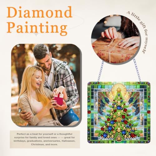 VeGuude Christmas Diamond Art Kits for Adults, DIY Acrylic Hanging Ornament