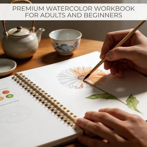 Watercolor Workbook for Beginners, 24 Colors Paint Kit with Floral Designs on Premium Paper, Watercolor Coloring Book for Adults Teens, Perfect Creativity Exploration Gift to Spark