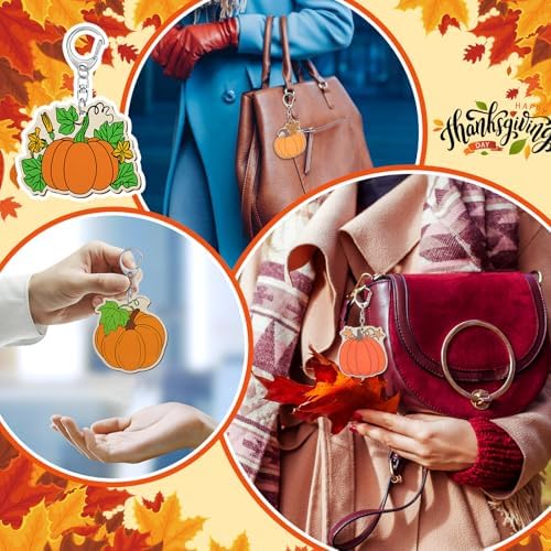 Trnayi 36 Pcs Pumpkin Fall Wood Keychain Color Your Own DIY Craft | Pumpkin Fall Wooden Keychain, Color Your Own Unfinished Craft, Blank Wood Painting DIY Craft, for Thanksgiving Art Project