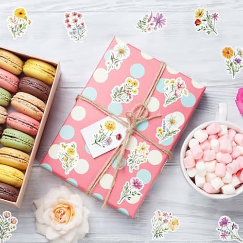 Wildflower Stickers,400PCS Spring Flower Theme Stickers Waterproof Label Stickers Self-Adhesive Labels for Envelopes Gift Wrap Craft (Flower 2)