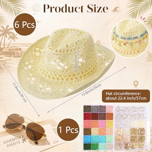 Twistover DIY Cowgirl Hat Craft Set with Beaded Make Your Own Bohemian Coastal Beach Straw Hat for Women Bachelorette Party
