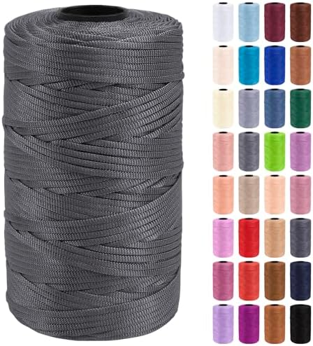 JeogYong Polypropylene Ribbon Yarn 3mm x 218 Yards Flat Macrame Cord 3mm Crochet Yarn for Handbags, Shopping Bags, Sun Hats, Shoes, DIY Crafts, Decorative Projects