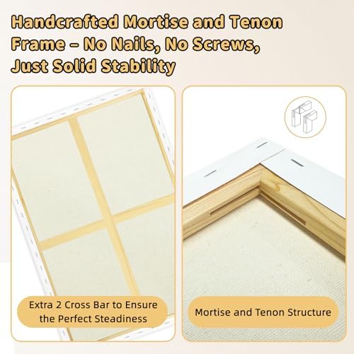 2-Pack 28x40 Large Stretched Canvas 380gsm Cotton for Oil & Acrylic | 70x100cm, Gallery Wrapped , 380gsm heavy-duty 100% cotton, triple acid-free gesso, warp resistant & no bleed