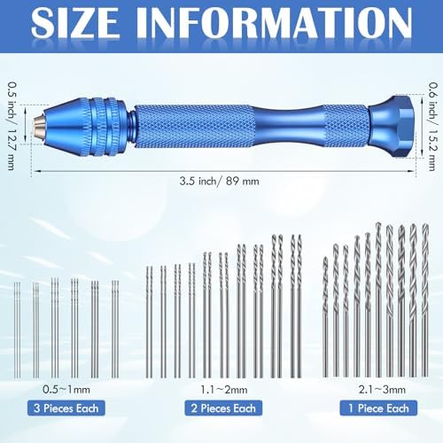Zhehao 59 Pcs Hand Drill Bits Set Micro Drill Bit Set for Crafts, Blue