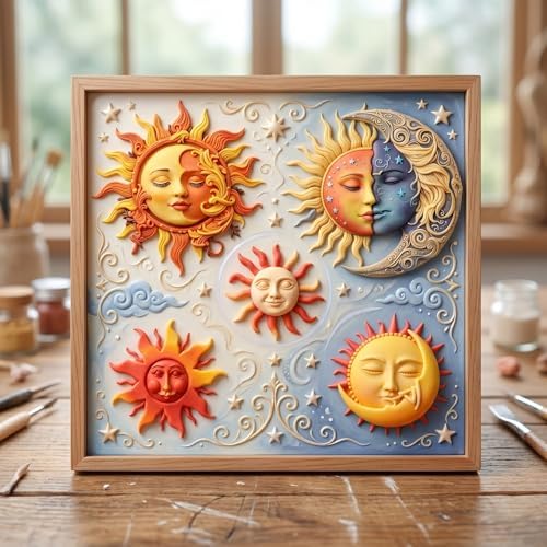 Sun Moon Face Polymer Clay Mold Sun Face Silicone Molds Set of 3