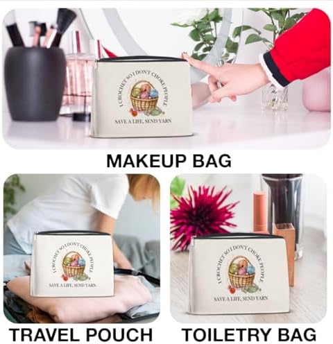 Crochet Makeup Bag Christmas Gift - Funny Save a Life Send Yarn Cosmetic Bag Knitting Gifts for Crochet Lovers Knitters