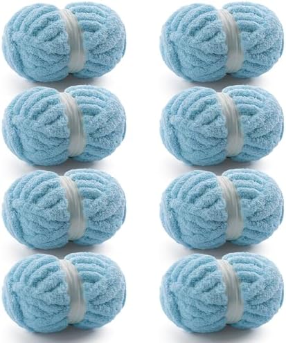 Chunky Yarn for Hand Knitting, Blue Chunky Chenille Yarn for Crocheting