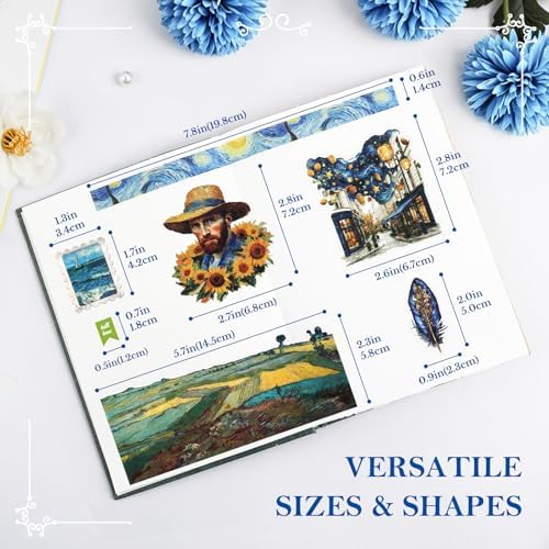 Vintage Art Sticker Book for Scrapbooking Junk Journal, 20 Sheets Collage Kit for Journaling Supplies with Washi PET and Paper Stickers for Adults Teens DIY Crafts, A5 Size