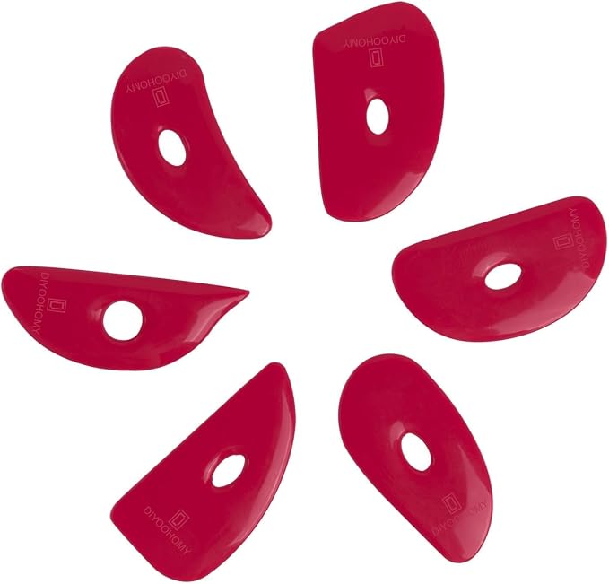 Diyoohomy 6pcs Soft Silicone Pottery Ribs for Ceramic, Mud and Clay Tools
