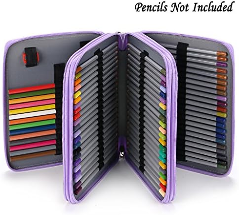 BTSKY Deluxe PU Leather Pencil Case For Colored Pencils - 120 Slot, Purple