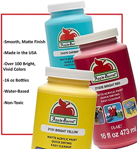 Apple Barrel Acrylic Paint, Black 16 oz, 21148EA- (Pack of 3)