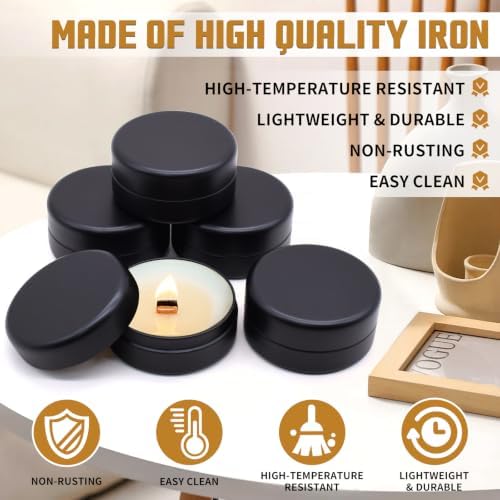 36-Pack 2.5oz Candle Tins with Lids, Metal Candle Jars for Candle Making, Empty Containers Vessels Bulk for Small Business & Beginners DIY Storage -Black