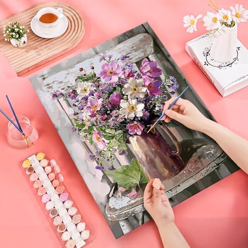 JATOK Paint by Numbers Kit for Adults, Bouquet, 16 x 20 in / 40 x 50 cm