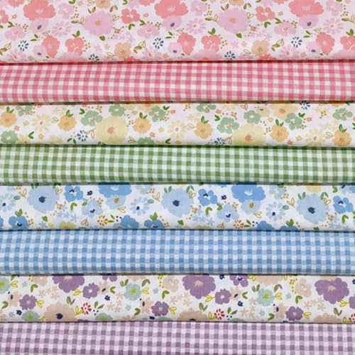Cotton Fabric DIY Making Supplies Quilting Patchwork Fabric Fat Quarter Bundles DIY for Quilting Cotton Patchwork Cushions (Flowers Square, 18" x 22")