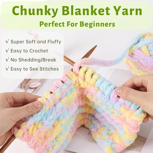 2 Pack Orange Chunky Chenille Yarn for Crocheting Hand Knitting,Soft Thick Chunky Fluffy Plush Velvet Crochet Blanket Yarn for Crocheting Baby Blankets/DIY Crafts/Home Decor 2 * 100g(Orange)