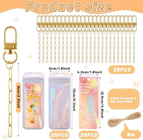 Wurosi 25Set Paperclip Keychain Making Kit with Gift Bags & Thank You Cards