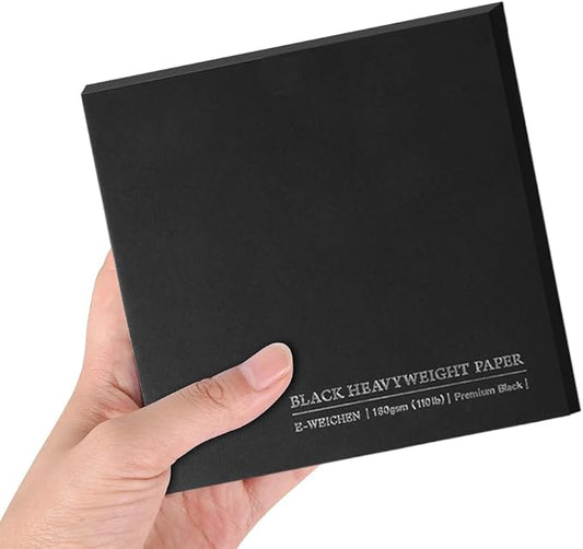 1Pc 4.9x4.9 Tearable Square 180gsm Portable Sketch Paper Pad Journal (30 Sheets) Travel Size for Calligrapher Watercolour Sketch Book Notebook Black Paper