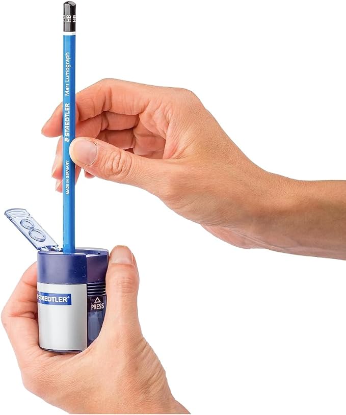 STAEDTLER Double-Hole Tub Pencil Sharpener, 6 Pack | Dual Size Manual Sharpener for Standard Graphite & Colored Pencils, Compact Design