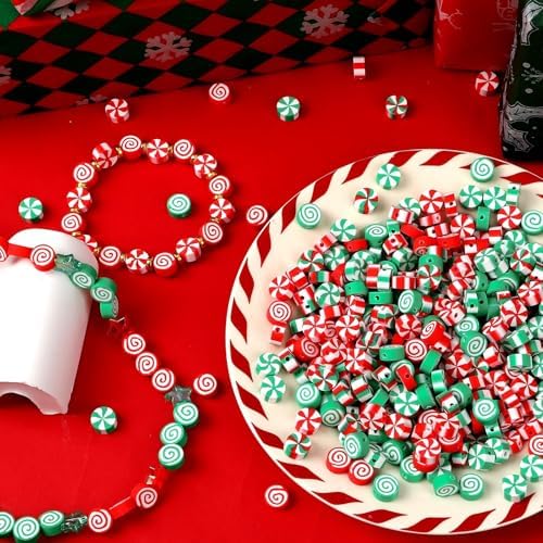 300Pcs Christmas Candy Polymer Clay Beads for Jewelry Making
