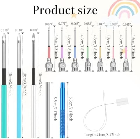 13 PCS Punch Needle Kit Embroidery Punch Needle Tool Punch Needles with Handles Punch Embroidery Kit with 10 Sizes Embroidery Tool Punch for Adults Beginner Cross Stitch DIY Craft