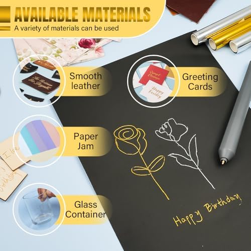 30Pcs Hot Foil Embossing Pen Set with Foil Quill Pen with 4 Size Metal Tips