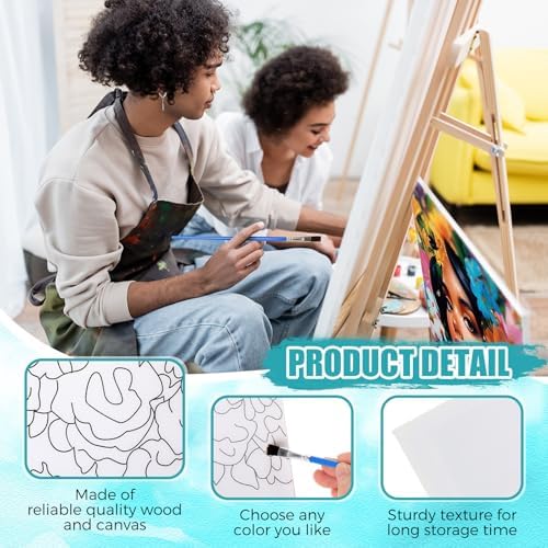 Sherr 140 Pcs 20 Set Pre Drawn Canvas Painting Kit, Black Theme
